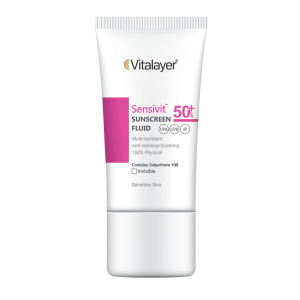 ضد آفتاب فلوئیدی پوست حساس Sensivit Sunscreen Fluid SPF50 ویتالیر | بی‌رنگ و فیزیکال