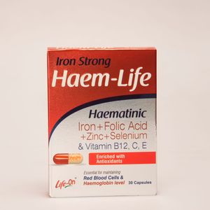 کپسول هم لایف Haem-Life Iron Strong | مکمل آهن، اسید فولیک، زینک، سلنیوم و ویتامین B12 برای کم‌خونی