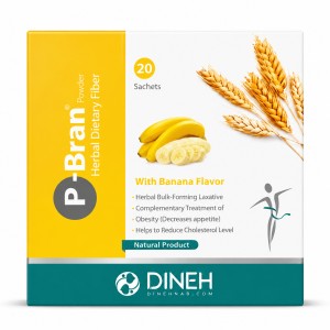 پودر پی‌بران با طعم موز دینه ۲۰ ساشه‌ای Dineh P-Bran Herbal Dietary Fiber Powder Banana Flavor 20 Sachets
