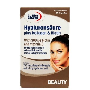 کپسول اسید هیالورونیک به همراه کلاژن و بیوتین یورو ویتال / EuRho Vital Hyaluronsäure plus Kollagen & Biotin