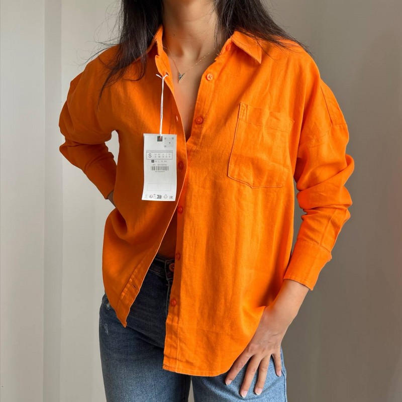 شومیز لینن نارنجی