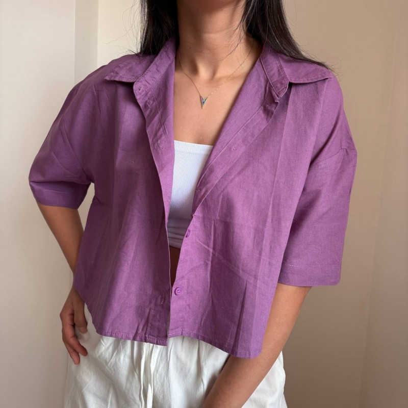 شومیز کراپ آستین کوتاه