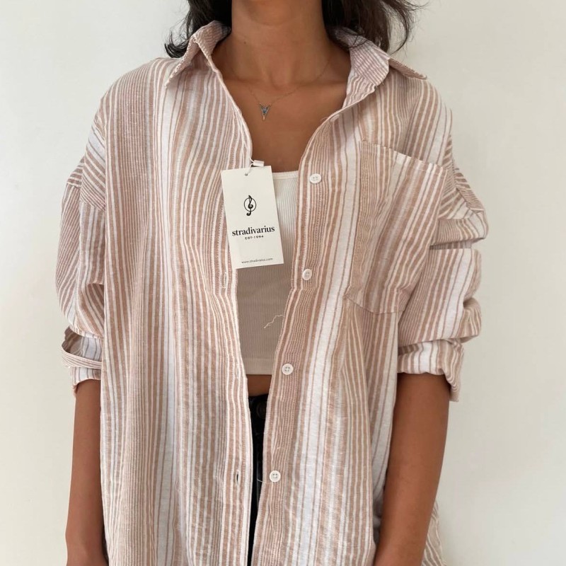 شومیز لینن راه راه