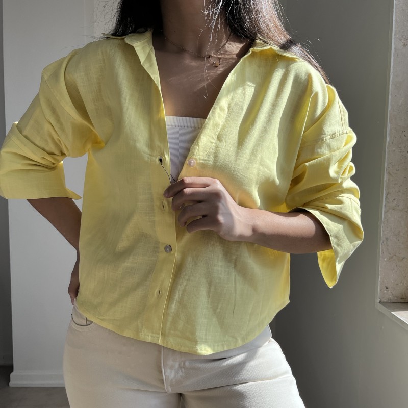 شومیز لینن زرد