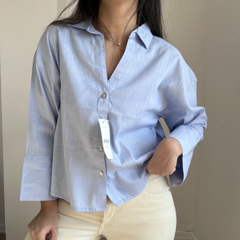 شومیز لینن آبی