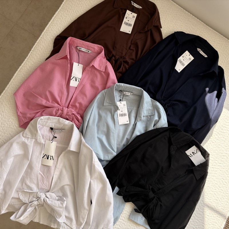 شومیز لینن جلو گره ای