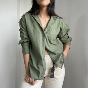 شومیز کتان پشت دکمه دار