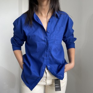 شومیز کتان پشت دکمه دار