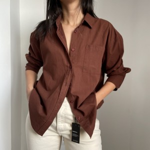 شومیز کتان پشت دکمه دار