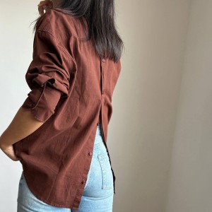 شومیز کتان پشت دکمه دار