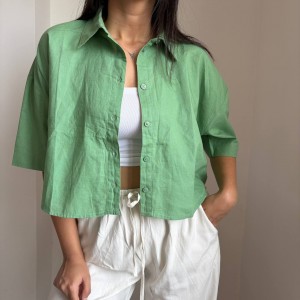 شومیز کراپ آستین کوتاه