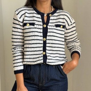 جکت بافت راه راه جیبدار