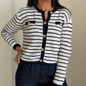 جکت بافت راه راه جیبدار