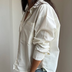 شومیز کتان سفید-شیری