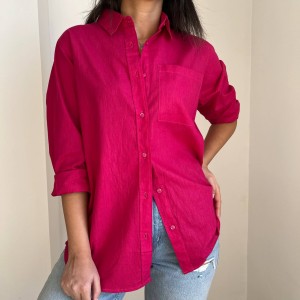 شومیز لینن سرخابی