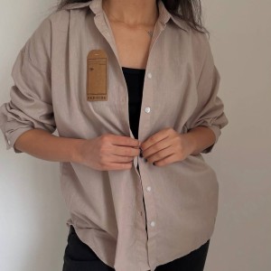 شومیز لینن خاکی