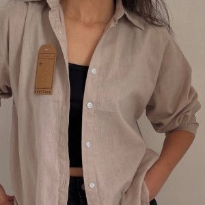 شومیز لینن خاکی