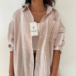 شومیز لینن راه راه