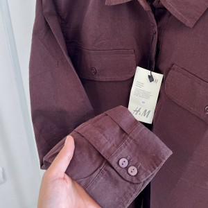 شومیز کتان قهوه ای