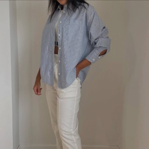 شومیز آبی راه راه