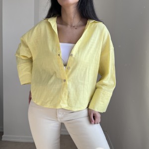 شومیز لینن زرد