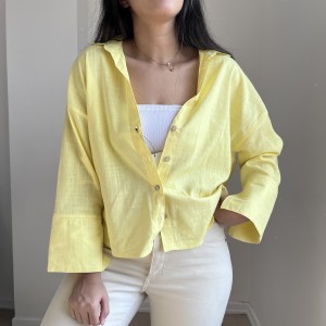 شومیز لینن زرد