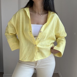 شومیز لینن زرد