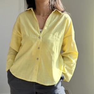 شومیز لینن زرد