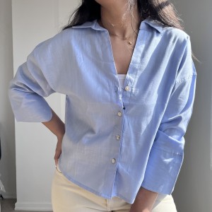 شومیز لینن آبی