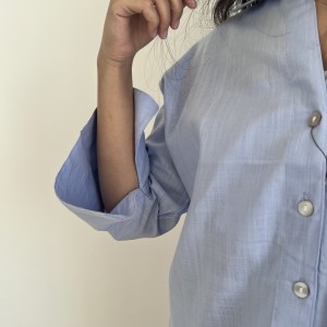 شومیز لینن آبی