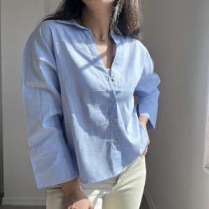 شومیز لینن آبی