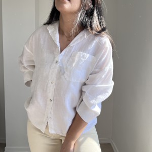 شومیز لینن سفید کد 2595