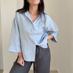 شومیز لینن مشکی کد 2642