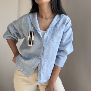 شومیز لینن مشکی کد 2642