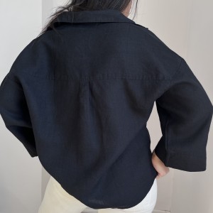 شومیز لینن مشکی کد 2653