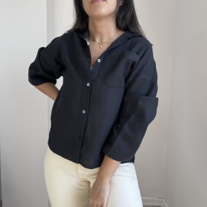 شومیز لینن مشکی کد 2653