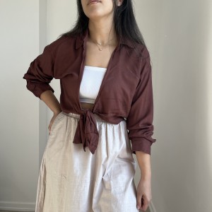 شومیز لینن جلو گره ای