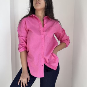 شومیز لینن صورتی کد 5165