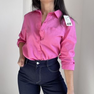 شومیز لینن صورتی