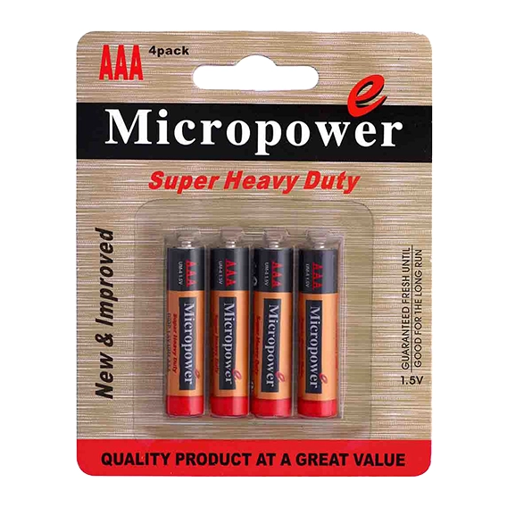 باتري نيم قلمي كربن زينك كارتي 4 عددي Micropower