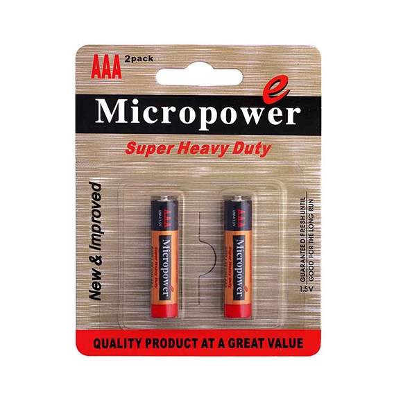 باتري نيم قلمي كربن زينك كارتي 2 عدد Micropower