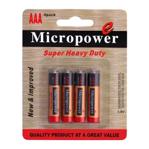 باتري نيم قلمي كربن زينك كارتي 4 عددي Micropower
