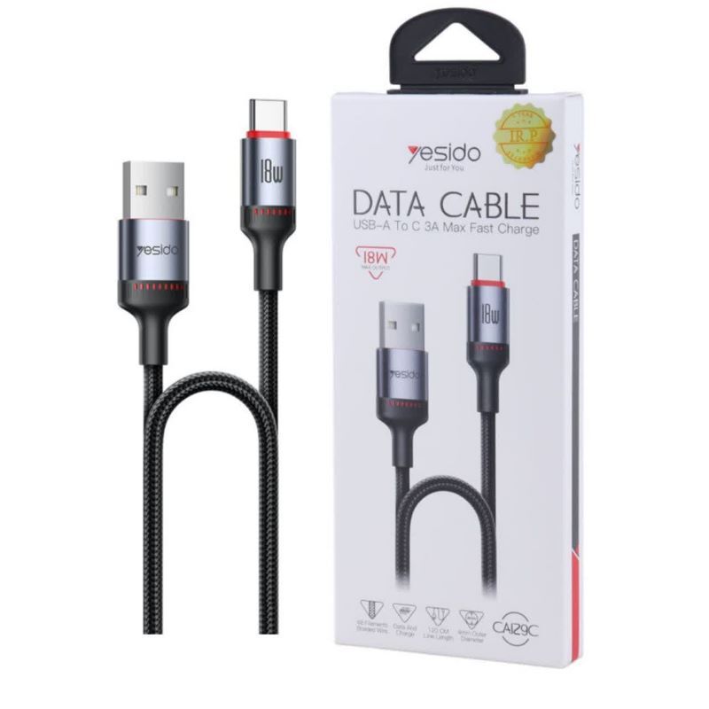 کابل تایپ سی فست شارژ 18 وات یسیدو CA129 طول 1.2 متر