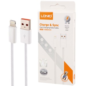 کابل آیفونی فست شارژ 25 وات الدینیو(کنفی) LS901 طول 1 متر