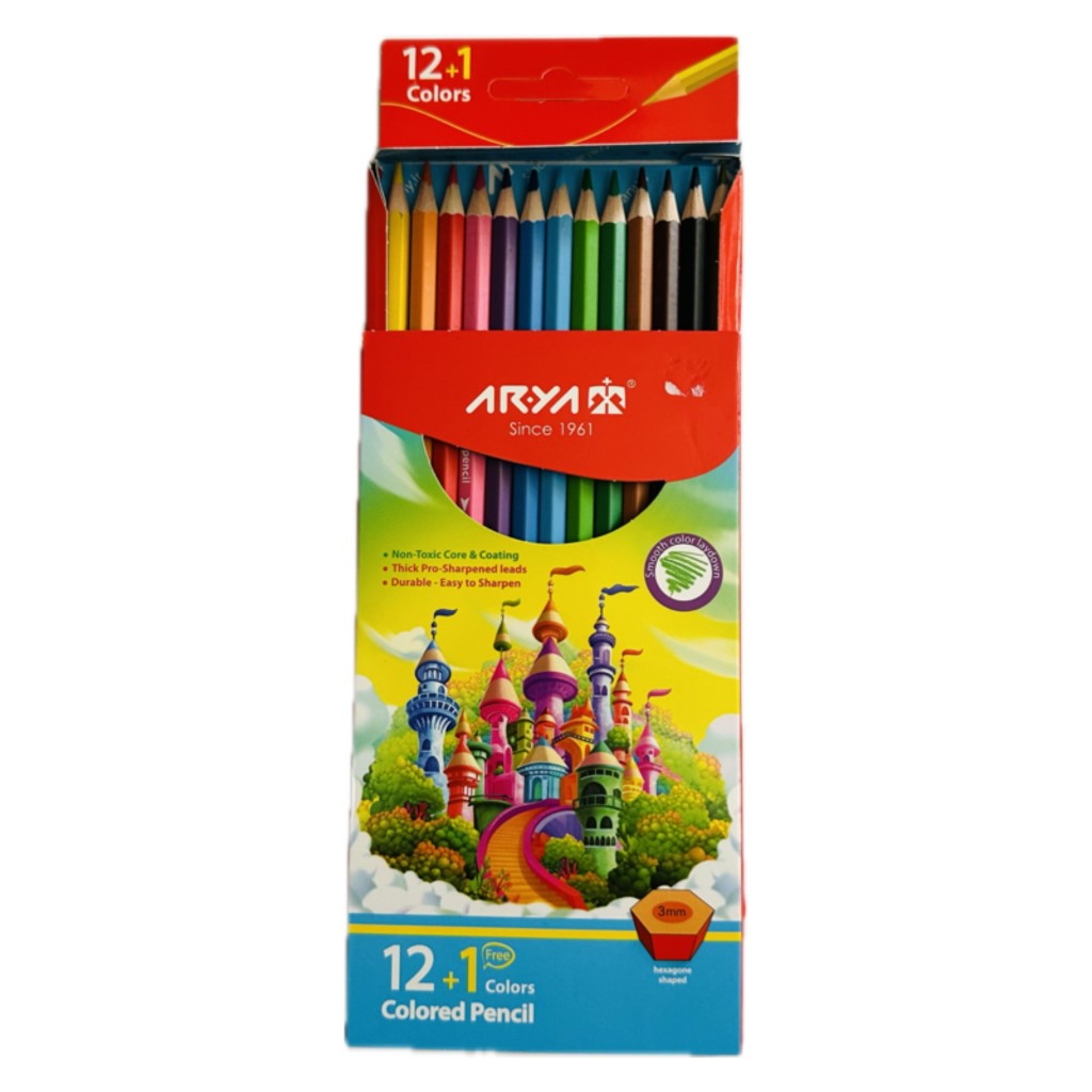 مدادرنگی ۱۲رنگ آریا جعبه مقوایی