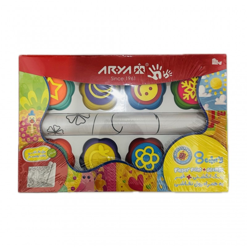 رنگ انگشتی ۸رنگ به همراه مهر و رول نقاشی