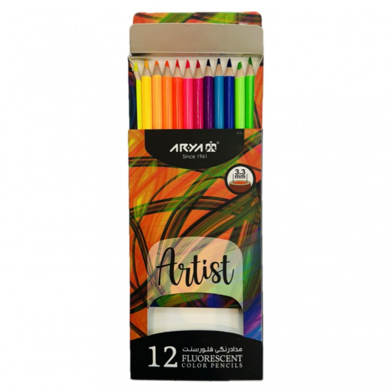 مدادرنگی ۱۲رنگ آریا فلورسنت (شبرنگ ،فسفری)