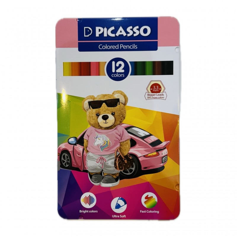 مدادرنگی ۱۲رنگ پیکاسو جعبه فلز