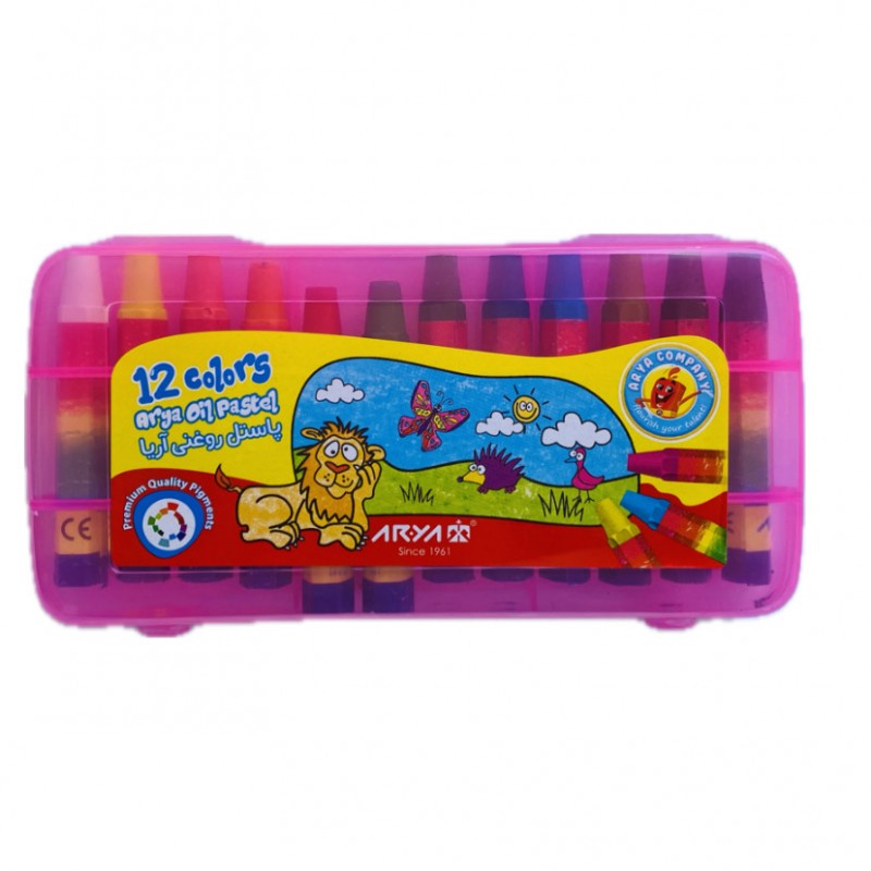 پاستل روغنی ۱۲ رنگ طلقی آریا