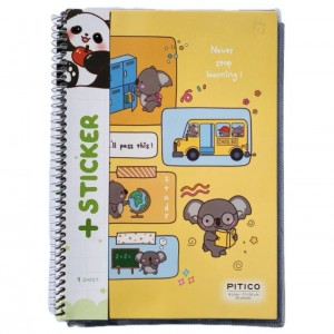 دفتر فنری ۴خط مجلد استیکر دار ۶۰برگ پیتیکو کد ۳۷۶